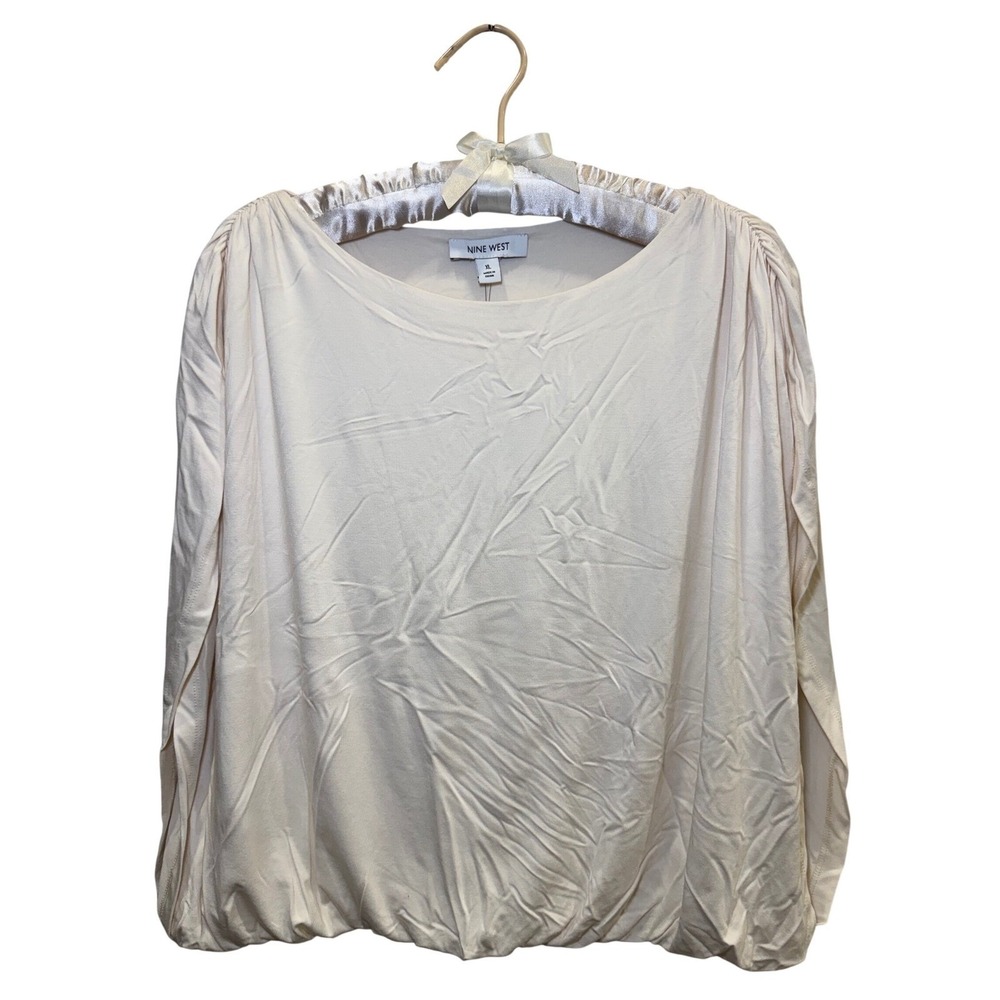 Nine West Womens Ivory Pleated Shoulder Blouson Knit Top XL New 10920301-996